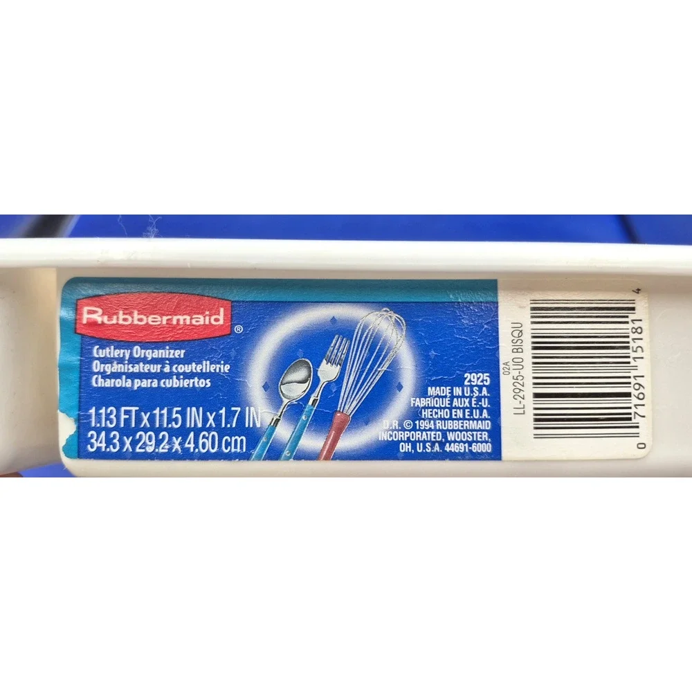 Retro 1994 White Rubbermaid Cutlery Organizer 6 Sections 13x11